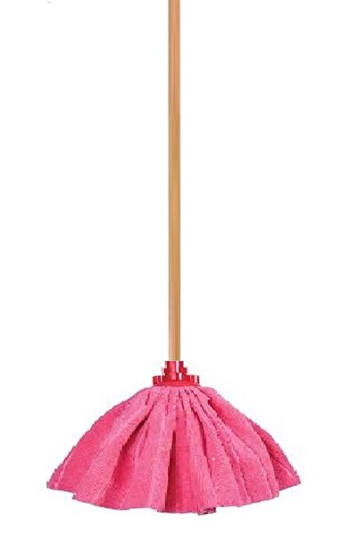 WİKRO Wikro 1 Adet Mop 1 Adet Ahşap Sapı Ile Takım Mikrofiber Vileda Tipi Mop Paspas