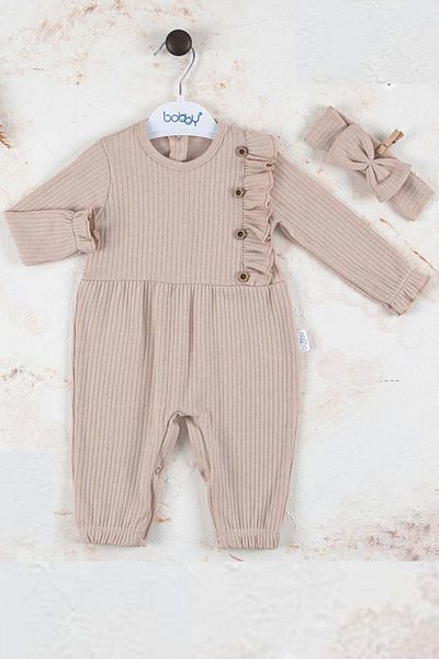 Babydonat 100% Cotton Jumpsuit for Baby Girl - Button Detail and Bandana