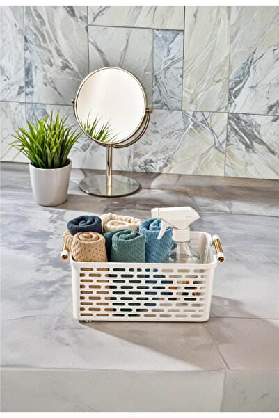 Milenay 5Lt Stylish Plastic Organizer - Basket, Refrigerator and Bathroom, 27X15X12Cm, White