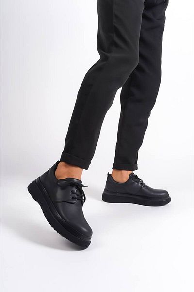 BESKAR KB X3 Black Skin Μαύρη σόλα με κορδόνια casual ανδρικά παπούτσια