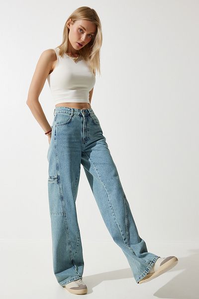Lovelyİstanbul ΜΠΛΕ Φαρδύ Cargo Jean - LFN0043