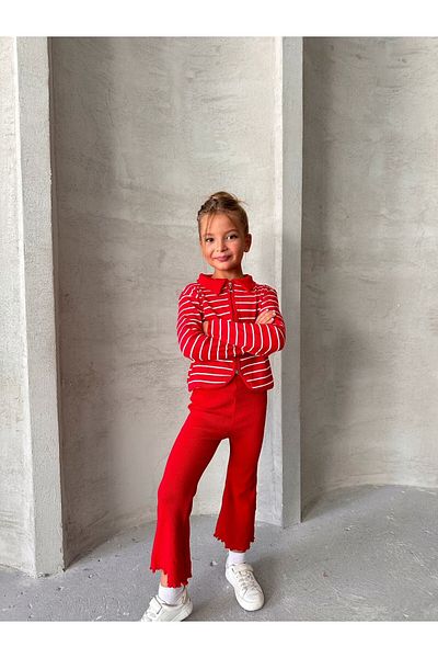 le petit sole Girl's Collared Zippered Top and Bottom Set