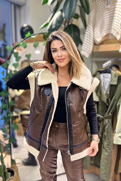 Eswomes سترة مغلفة باللون البني