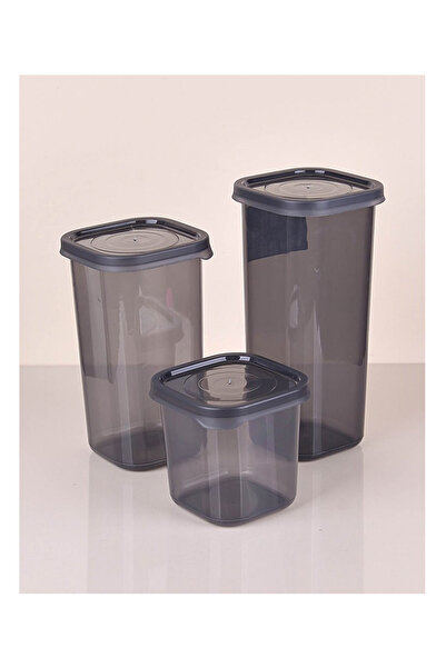 Marsilyan حاوية تخزين طعام مربعة الشكل بارتفاع 3 ألوان من أنثراسيت مع غطاء ما...