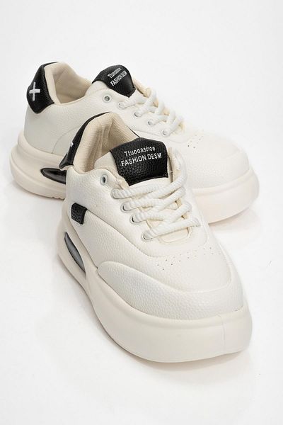 Ccway White Black Women's Sneakers - Lace-up