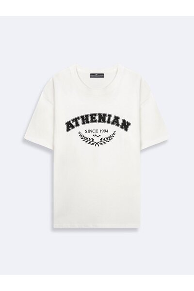 Ltb Sıfır Yaka Kısa Kol Relaxed Krem T-shırt