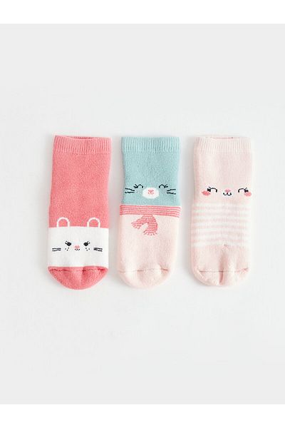 LC Waikiki Lw - Printed Baby Girl Socks 3-Piece