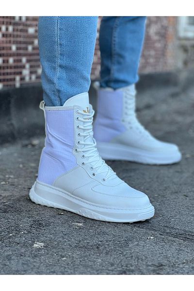 kapsulavm White Parachute Long Lace up Boots
