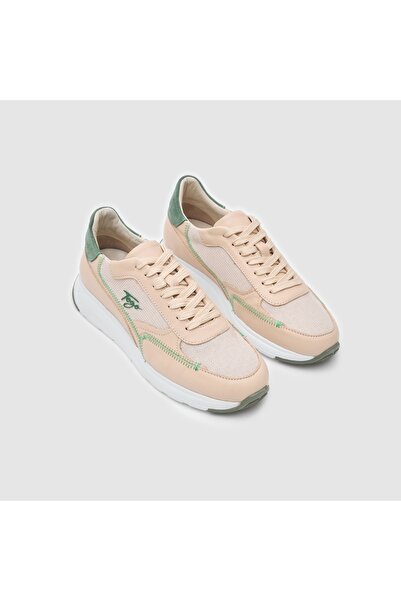 TOGO Yeşil-Pudra Hakiki Deri Kadın Spor Ayakkabı [060201]