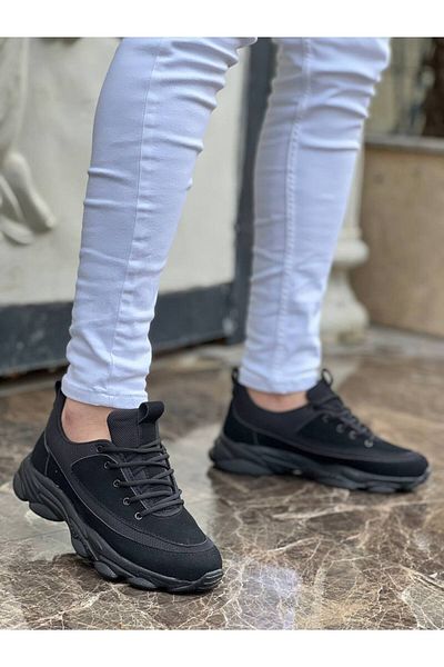 BOA Kb 707 Black Suede - High-Sole Lace-Up Men's Casual Shoes