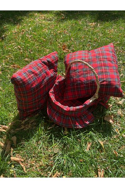 BELMOD Christmas Skotch Plaid Wicker Picknic Set