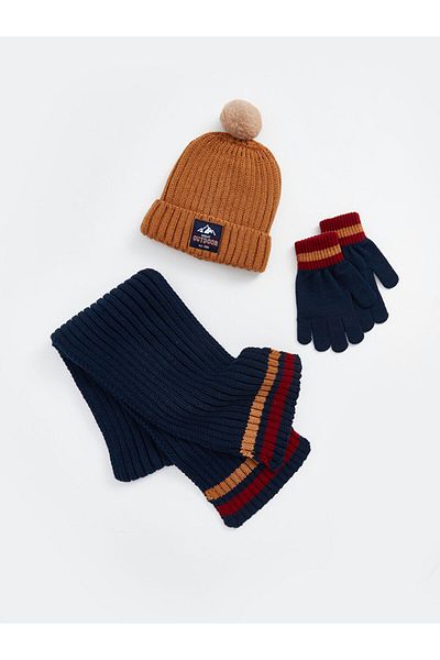LC Waikiki Lcw Yellow Boy's Scarf Beanie and Gloves Set