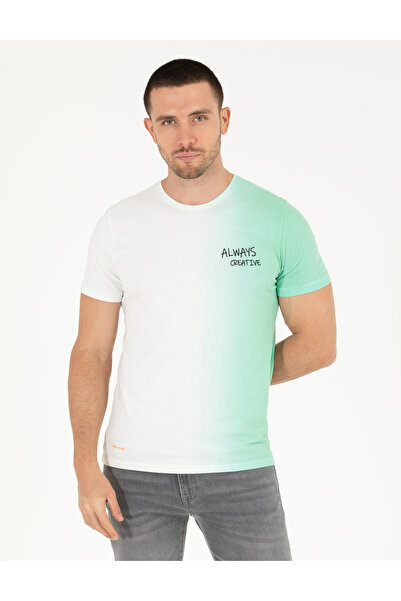 Pierre Cardin Ανοιχτό πράσινο εφαρμοστό T-shirt με λαιμόκοψη ποδηλατικού τύπο...