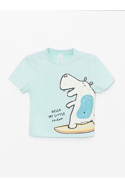 LC Waikiki LCW Crew Neck Printed Baby Boy T-Shirt and Shorts 2 Pieces Set