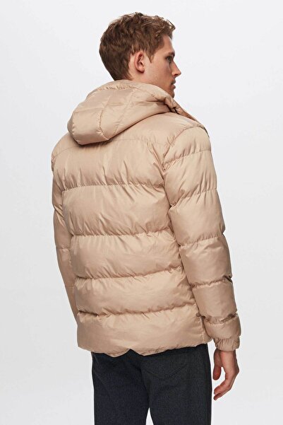 D'S Damat Regular Fit Vizon Rüzgar Geçirmez Kapüşonlu Kışlık Şişme Mont