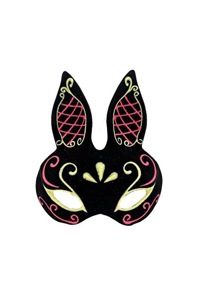 Leyaton LWLHMRS-IEG ieg ™   قناع أرنب أسود اللون مع لمسات ذهبية حمراء وفضية م...