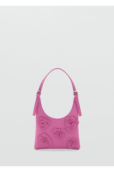 MANGO Woman Floral Leather Shoulder Bag