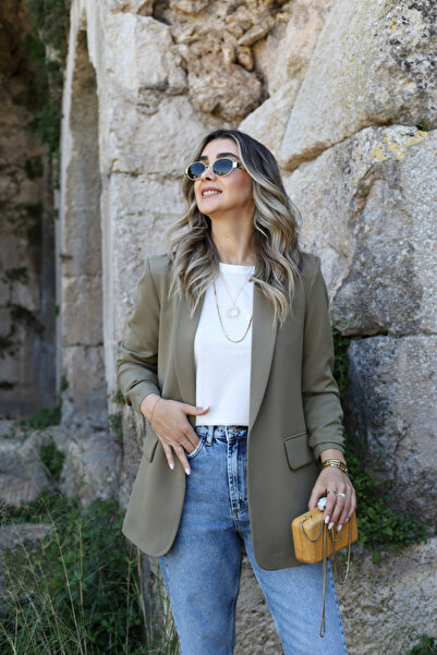 bytugcekaya Haki Kol Büzgü Detay Blazer