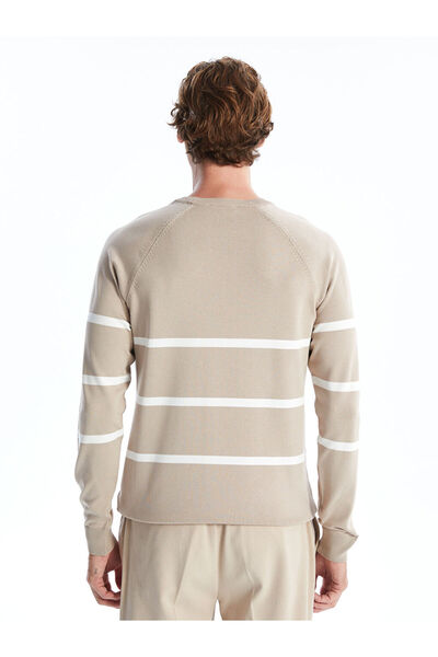 LC Waikiki Ανδρικό πλεκτό πουλόβερ με μακρυμάνικο ριγέ λαιμόκοψη - W44454z8