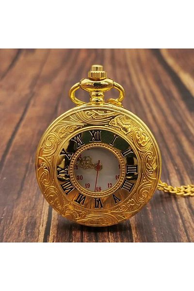 STİLLOVE Gold Roman Numeral Pocket Watch with Chain (Sl7148)
