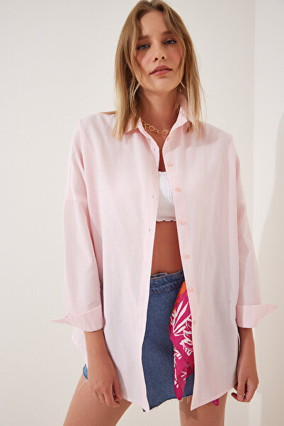 Lovelyİstanbul Oversize Basic Gömlek AÇIK PEMBE LDD0003