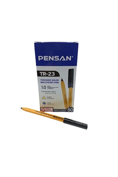 Pensan قلم حبر جاف مثلث TR-23 أسود 50 قطعة