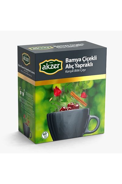 Akzer Natural Tea - with Okra Flowers, Hawthorn Leaves, 60 Pcs