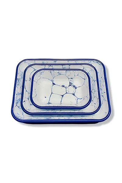Bidoluraf Bubble Patterned Cobalt Appetizer Plate Set with Cobalt Cord (3 Pieces)
