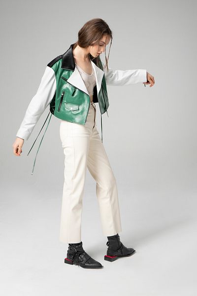 Dericlub Green Genuine Leather Women's Coat - Wm038A