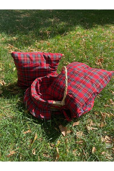 BELMOD Christmas Skotch Plaid Wicker Picknic Set
