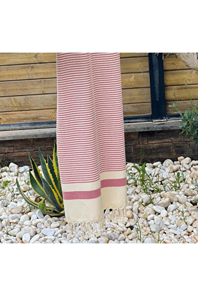 Bidoluraf 100x180 سم صليب أحمر مخطط مهدب بيشتيمال - منشفة الشاطئ