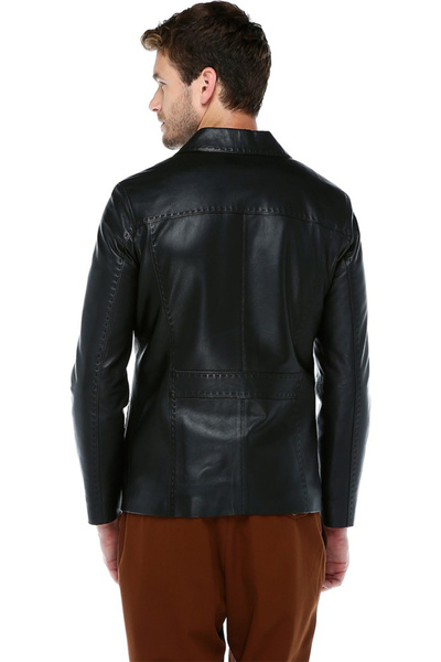 Dericlub Hector Men's Black Genuine Leather Sports Jacket