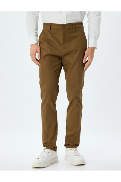 Koton Βαμβακερό παντελόνι Chino Slim Fit - KT με λεπτομέρεια τσέπης