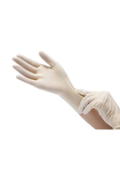 Has-Pet قفازات فحص لاتكس بيضاء خالية من البودرة حجم وسط 100 قطعة