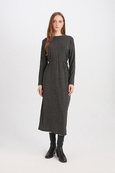 DeFacto Zavinovací midi šaty s dlouhým rukávem Regular Fit D5024Ax24Au