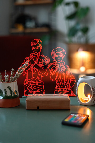 Modiwa Design Levi & Erwin Attack On Titan Kumandalı Anime Gece Lambası