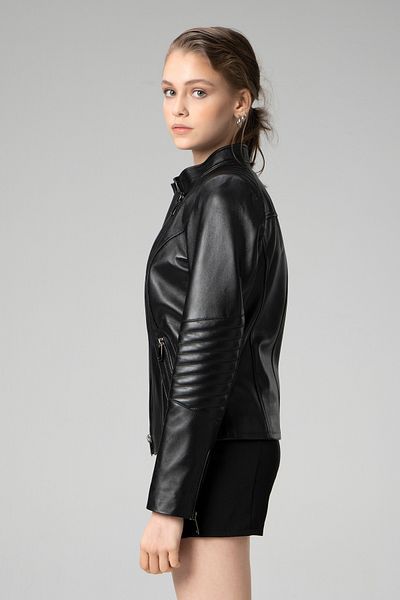 Dericlub Genuine Leather Women's Black Coat - Kasuka