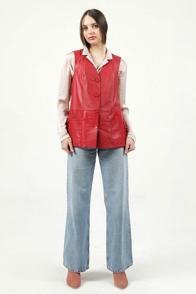 Dericlub Yb2017 Real Leather Women's Vest Red