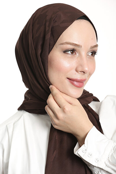 m moon scarf High Quality Houndstooth Pattern Silky Jacquard Shawl - Imported Fabric and Italian Stitching "brown"