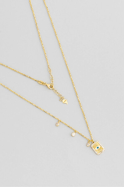 So CHIC... Ra'nın Gözü 18 Ayar Sarı Altın Kaplama 47 Cm Gümüş Şans Kolye