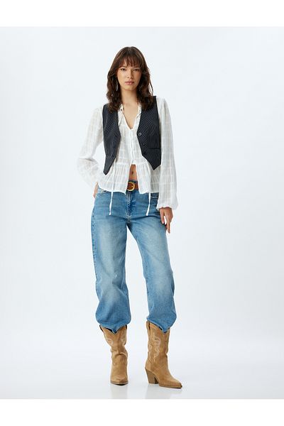 Koton Dark Blue Women's V Neck Vest