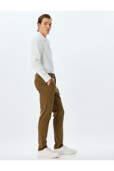 Koton Βαμβακερό παντελόνι Chino Slim Fit - KT με λεπτομέρεια τσέπης
