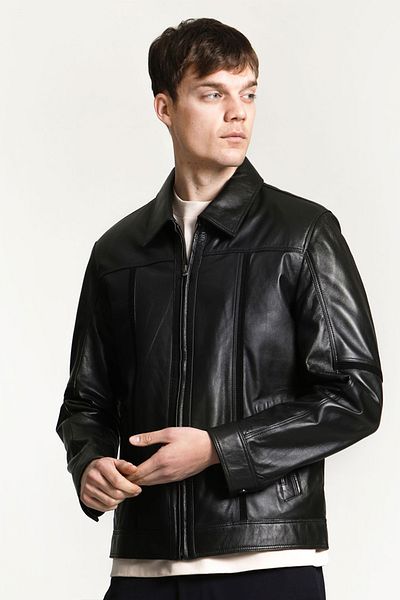Dericlub Robin Men's Shirt - Oil Suede Banded Regular Fit Real Leather Black Coat