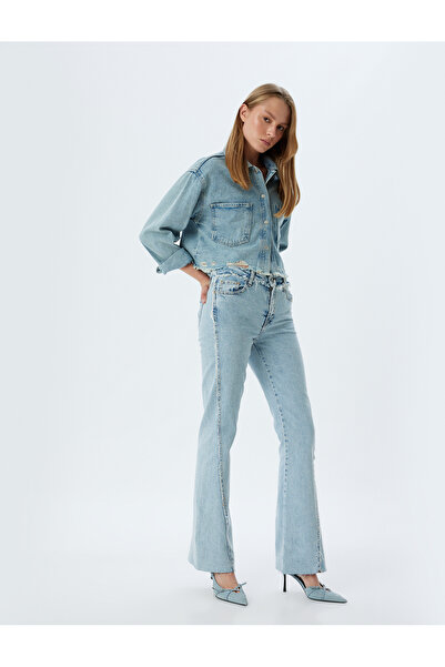 Koton بنطلون جينز نسائي أزرق واسع