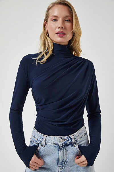 Lovelyİstanbul Sötétkék homokos blúz - húzózsinór részlet, LFF0001