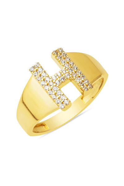 Bilezikci H Baş Harfi Altın Yüzük 14 Ayar