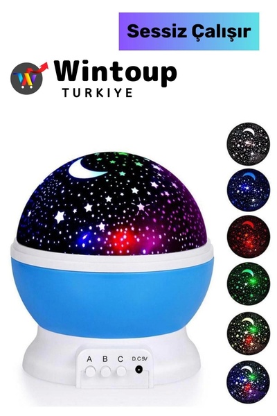 Wintoup Gece Lambası Tavana Işık Yansıtan Dönen Yıldız Ay Projeksiyon Çocuk V...