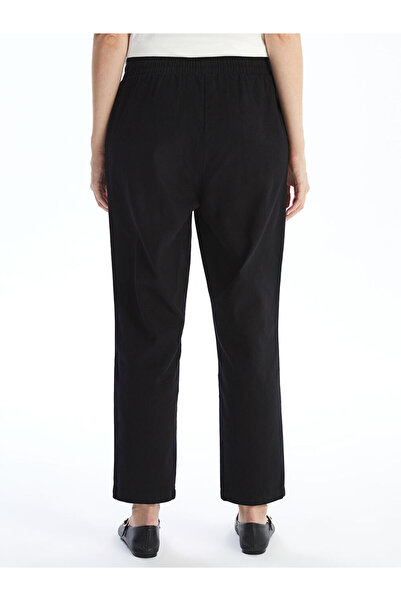 LC Waikiki Black Elastic Waist Straight Gabardine Women's Trousers
