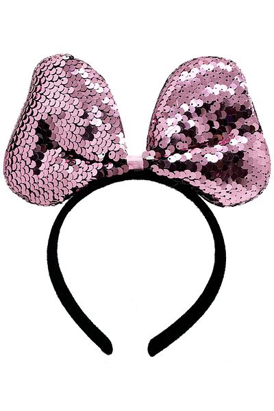 CEKAVE Color Changing Sequined Sequined Bow Party Crown Pink Silver Color 20x16 cm