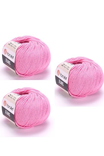 Yarnart Yarn Art Jeans 36 Pink Amigurumi Πλεκτό νήμα Ζακέτα Πλεκτό νήμα Baby Floss Punch Floss 3 Συσκευασία